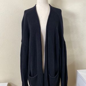 Black Knit Cardigan with Pockets